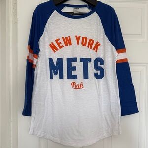 PINK Victoria's Secret Blue and White Long Sleeve Tee